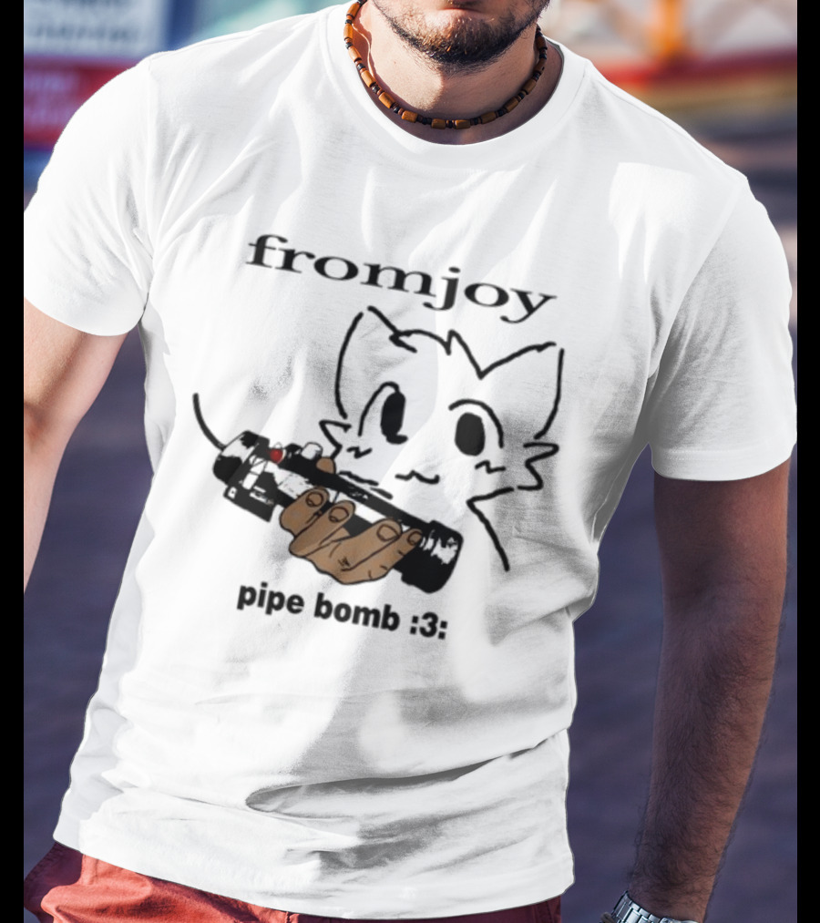 Fromjoy Pipe Bomb :3 Cat Drawing Hand Holding Bomb T-Shirt