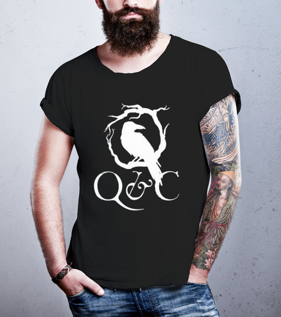 Q&C Heavyweight Bird Silhouette In Tree Branch Circle T-Shirt