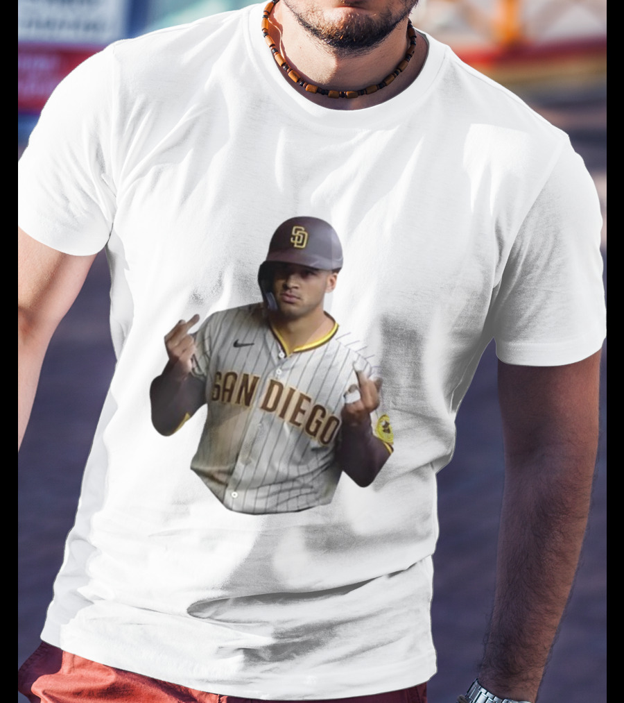 San Diego Baseball Player Gesture In Pinstripe Jersey T-Shirt