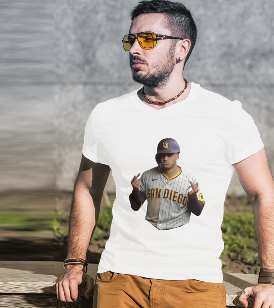 San Diego Baseball Player Gesture In Pinstripe Jersey T-Shirt