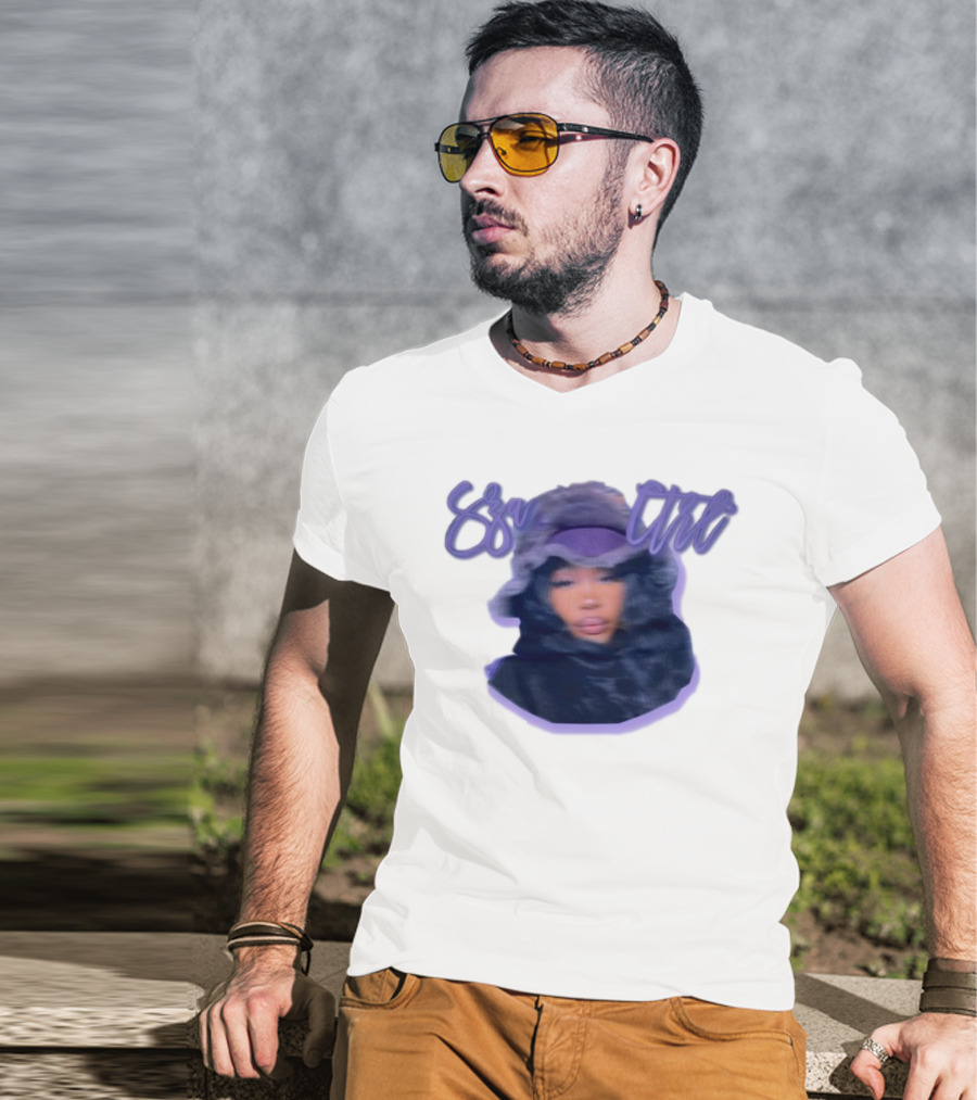 Meechy Club Sza Ctrl Portrait With Fuzzy Hood And Purple Gradient Text T-Shirt