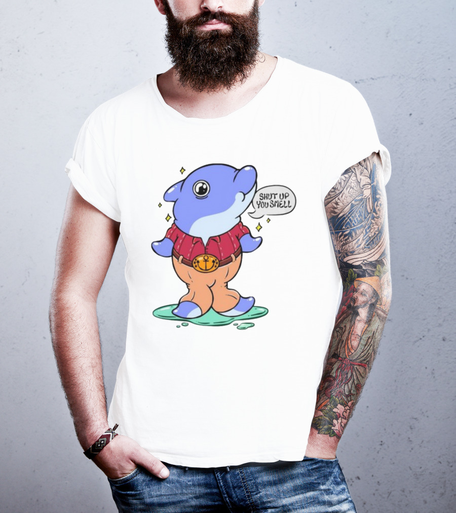 Shut Up You Smell Anchor Belt Dolphin Character T-Shirt
