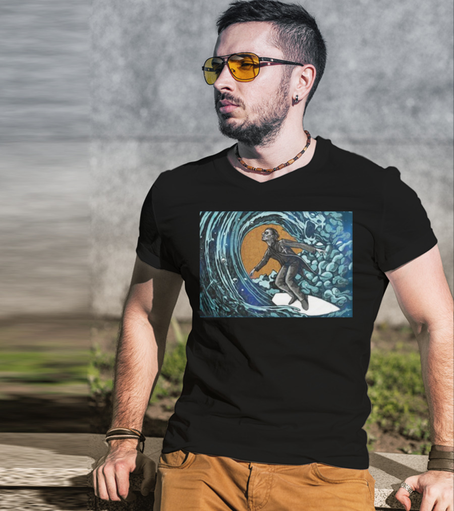 Michael Myers Surfing Massive Wave Halloween T-Shirt