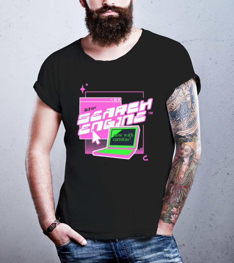 The Search Engine Now With Carnitas Neon Retro Computer Graphics T-Shirt