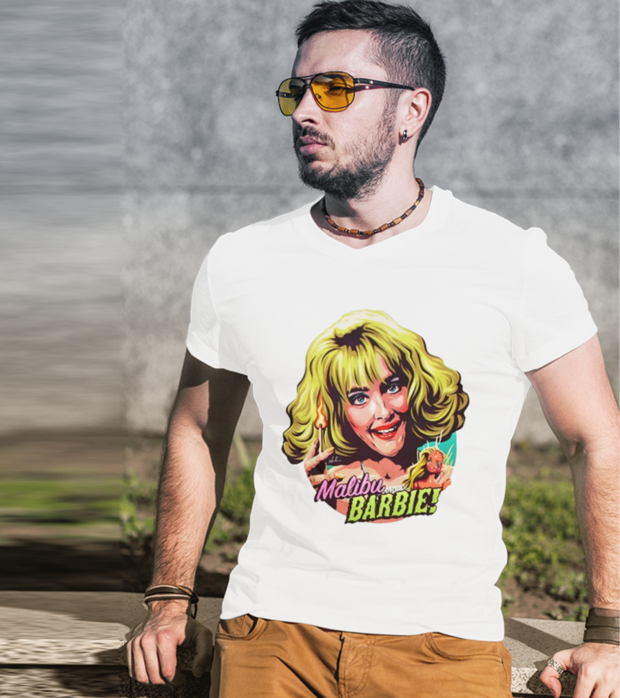 Malibu Barbie Debbie Jellinsky Doll Art With Flaming Lighter T-Shirt
