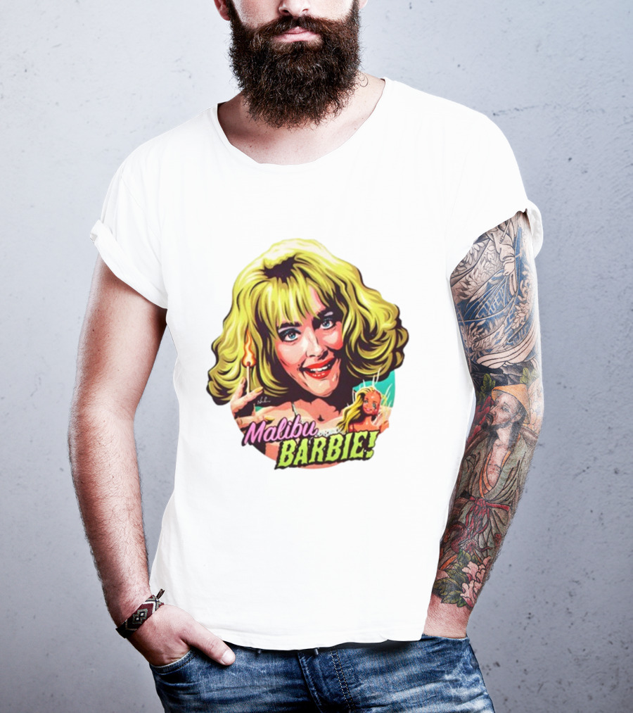 Malibu Barbie Debbie Jellinsky Doll Art With Flaming Lighter T-Shirt