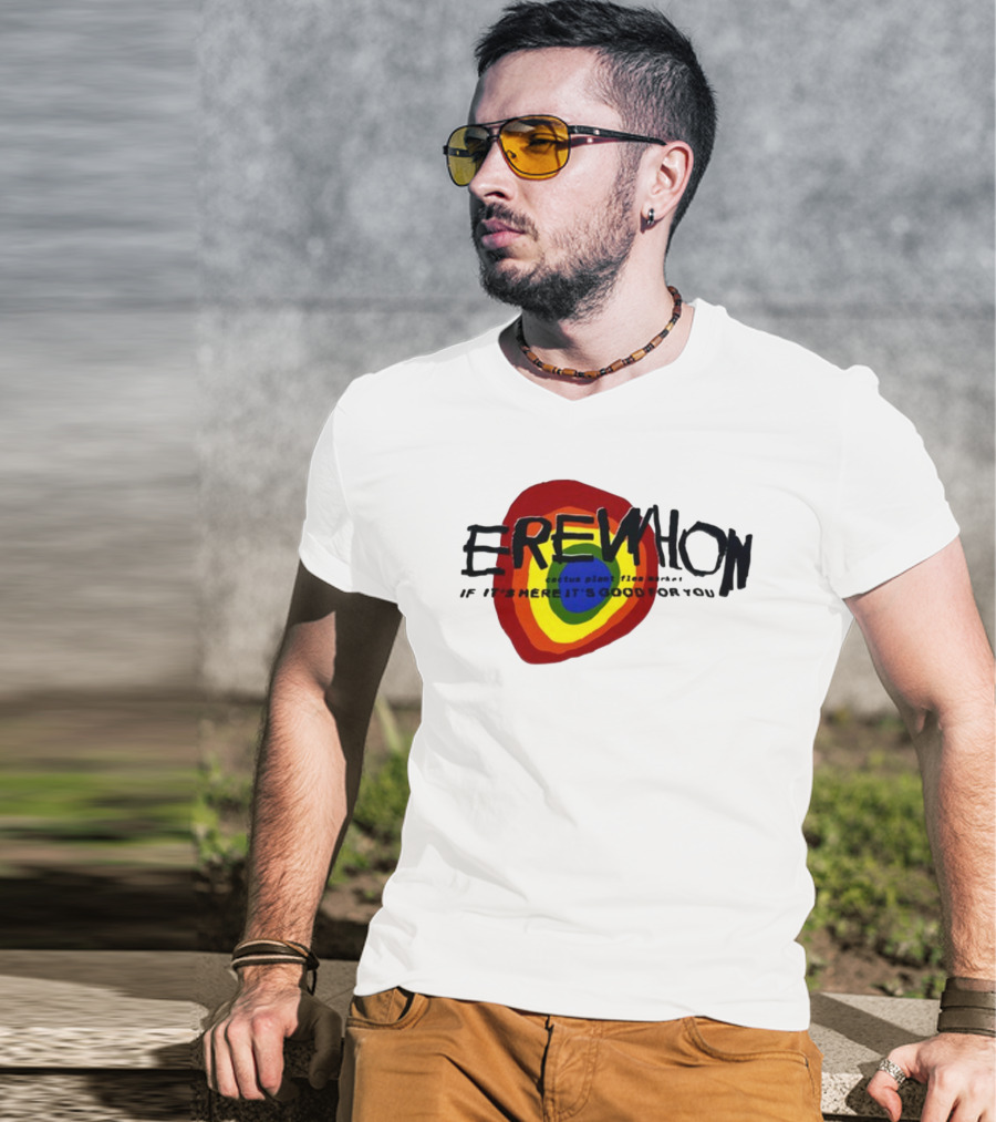Erewhon Cactus Plant Flea Market If It's Here It's Good For You Rainbow Circle T-Shirt