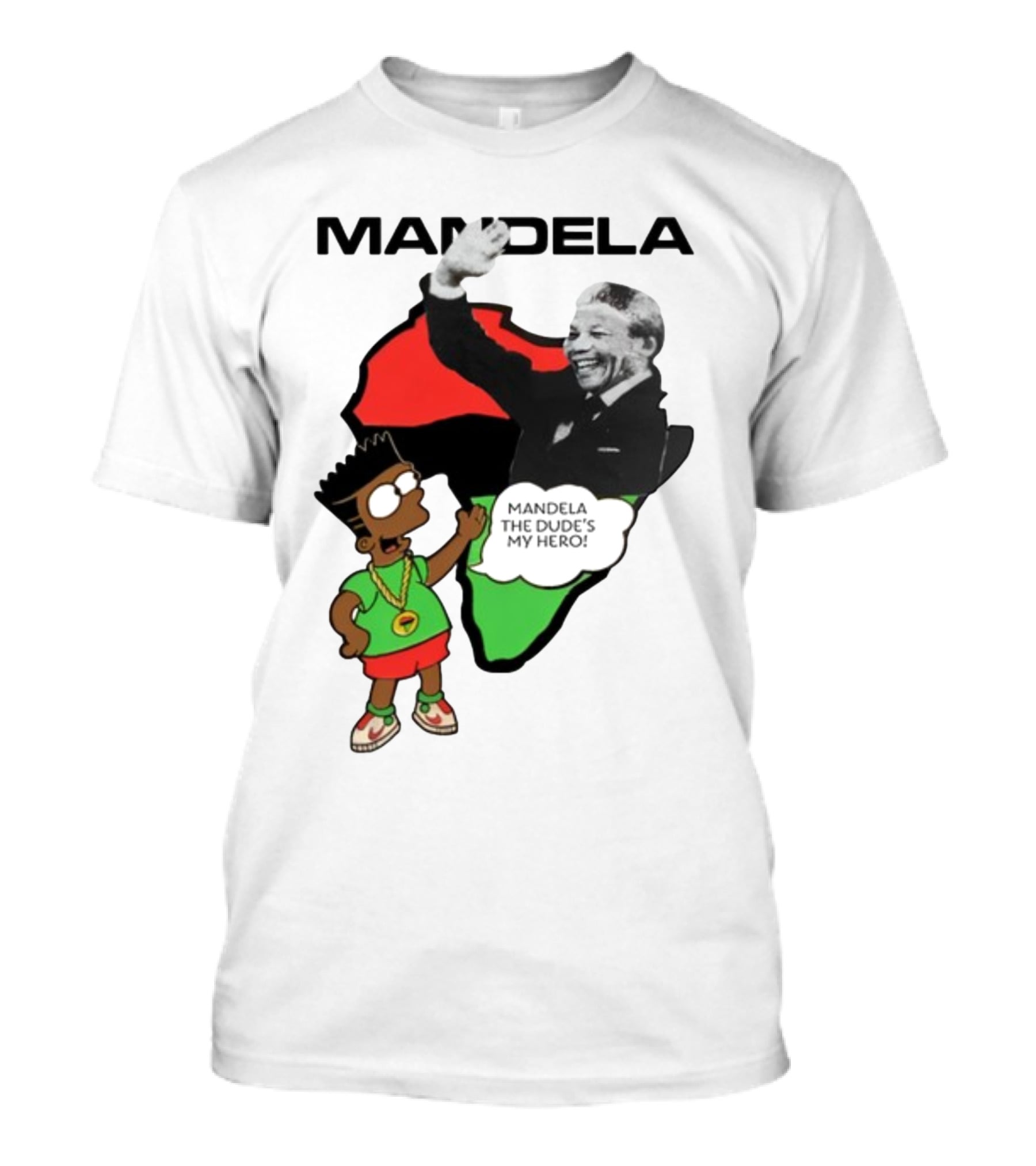 Mandela The Dude's My Hero Africa Cartoon Character T-Shirt