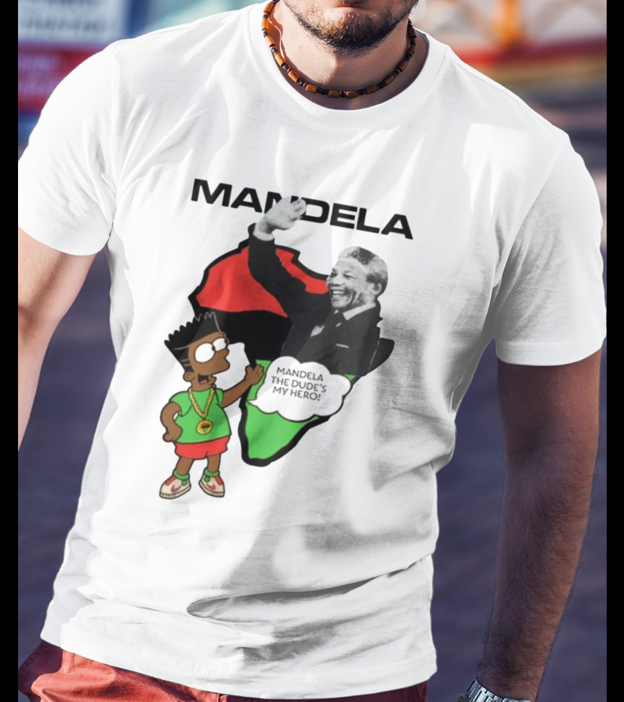 Mandela The Dude's My Hero Africa Cartoon Character T-Shirt