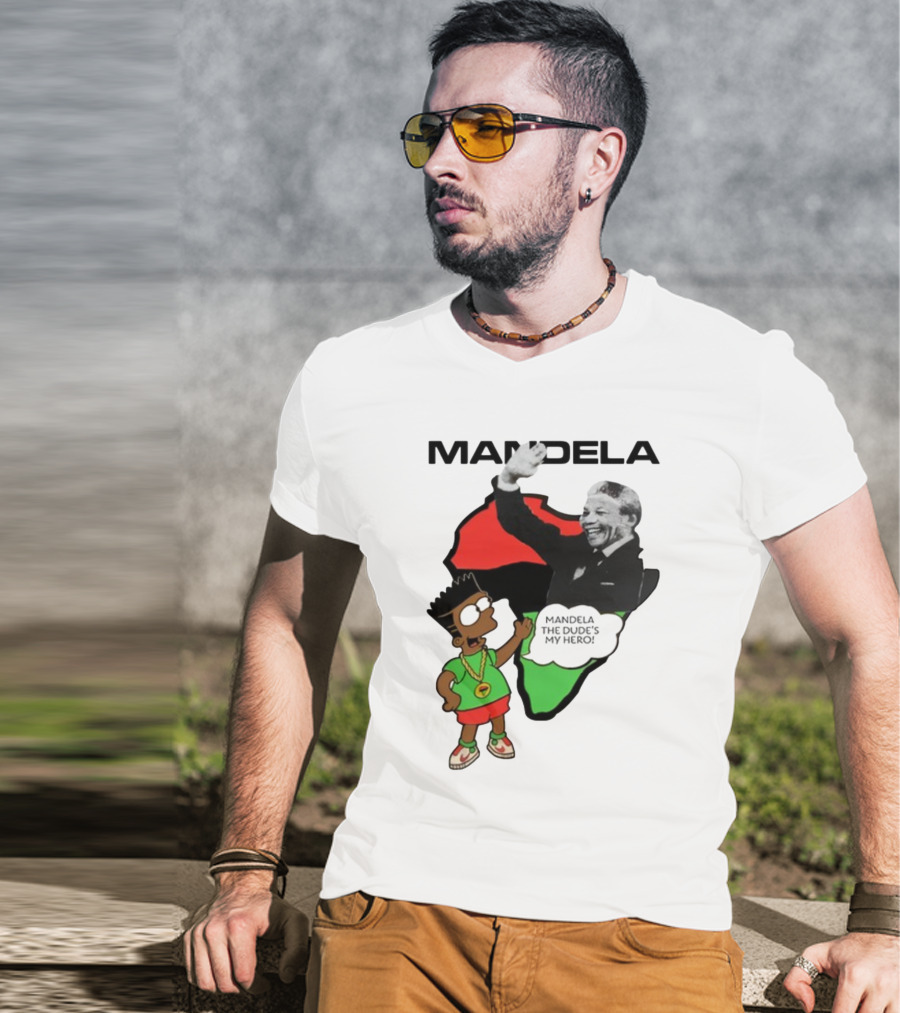 Mandela The Dude's My Hero Africa Cartoon Character T-Shirt