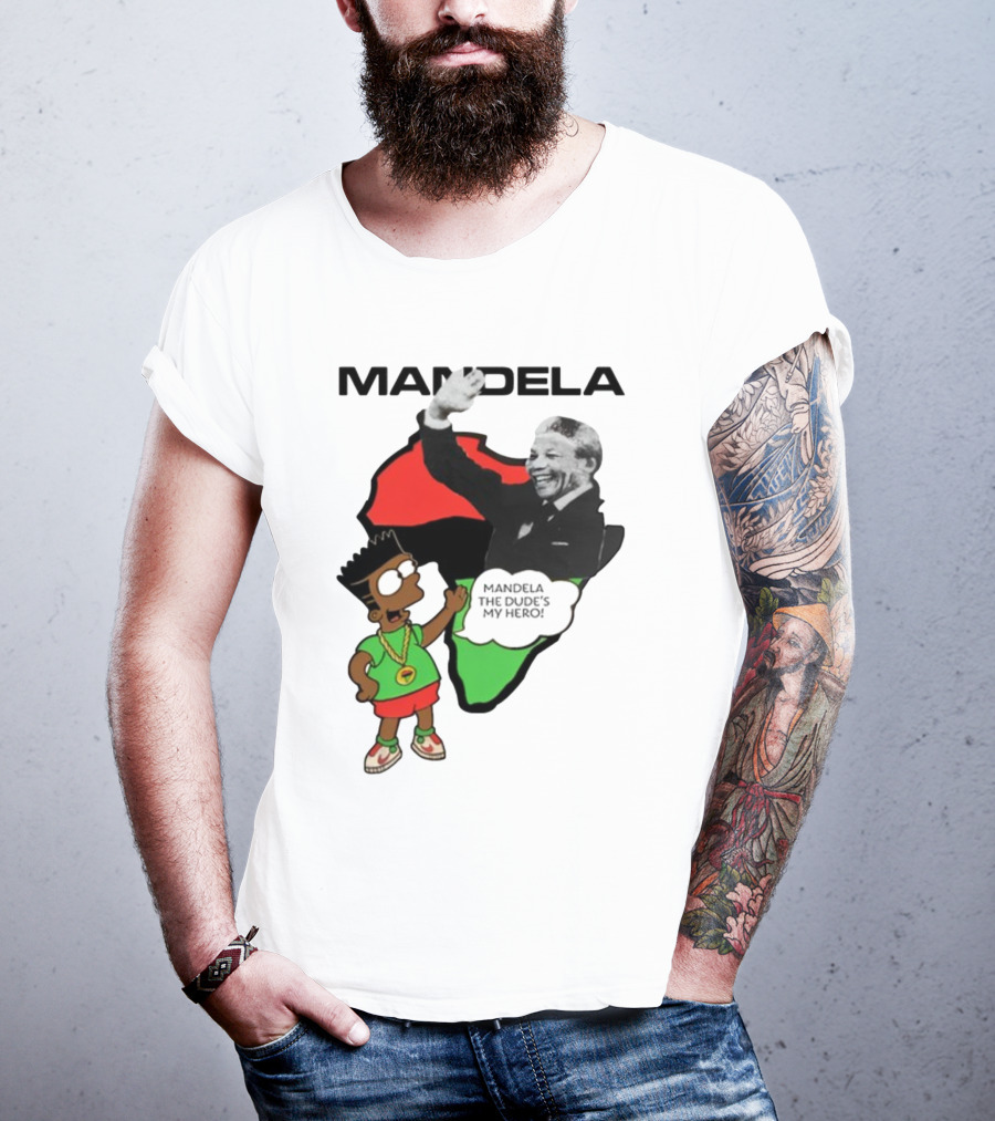 Mandela The Dude's My Hero Africa Cartoon Character T-Shirt