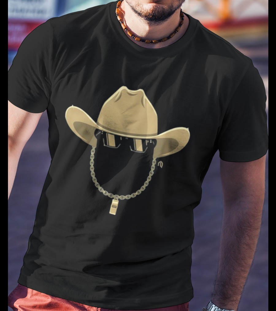 Golden Cowboy Hat Sunglasses Chain T-Shirt