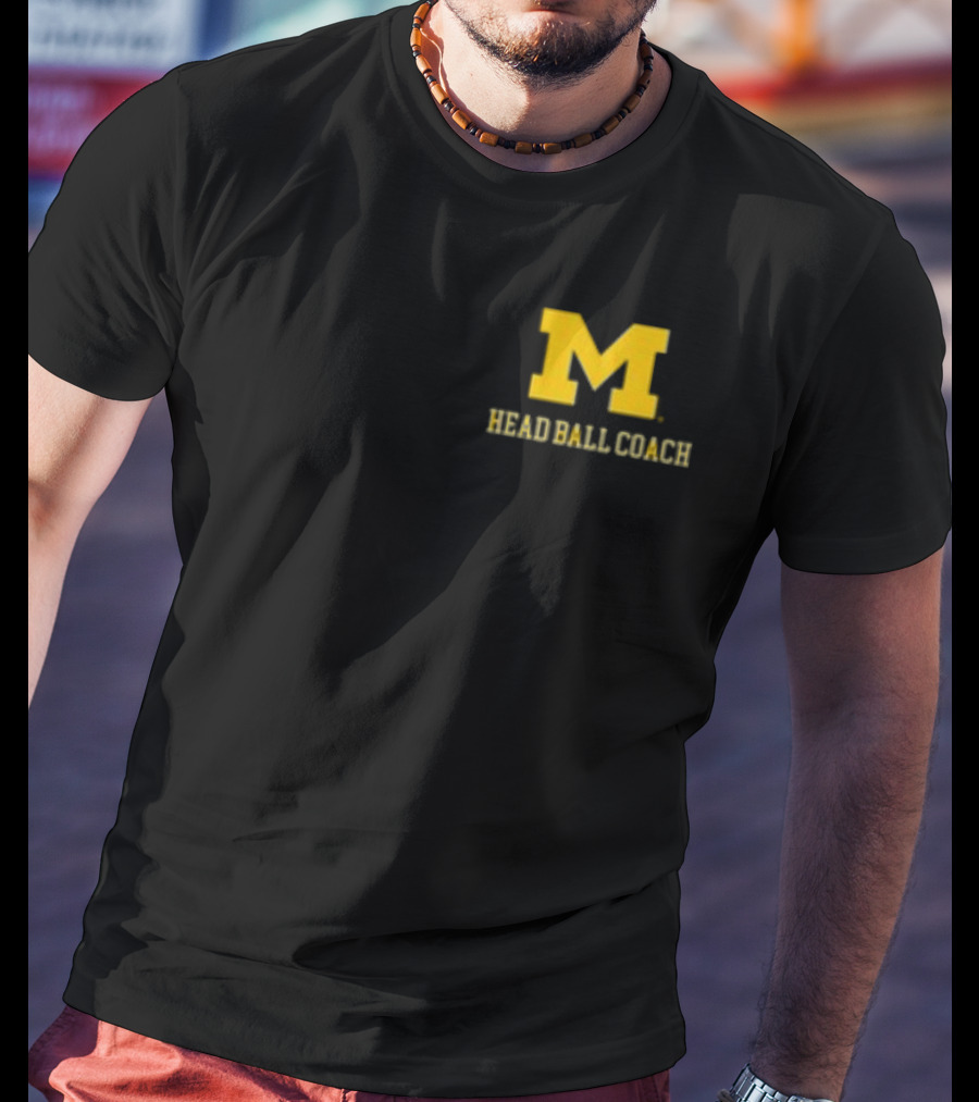 Michigan Football M Head Ball Coach Harbaugh 4 Head Ball Coach T-Shirt