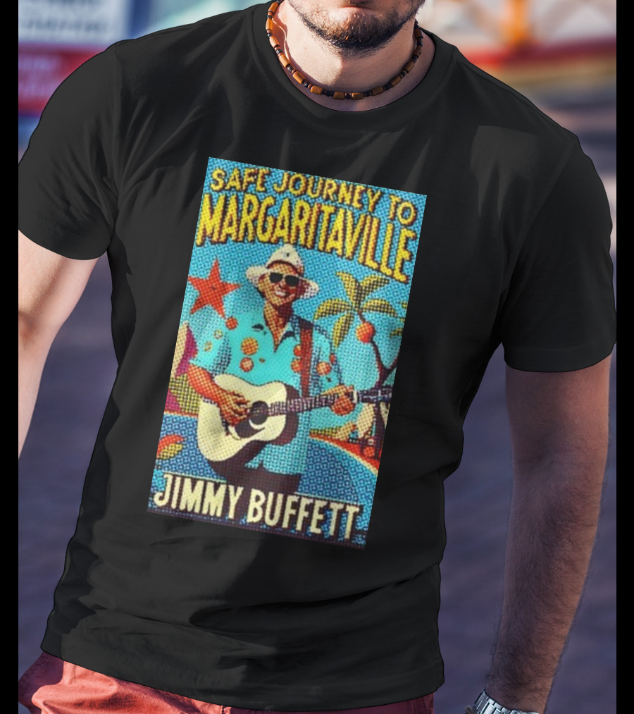 Safe Journey To Margaritaville Jimmy Buffett Tropical Guitar Fun T-Shirt