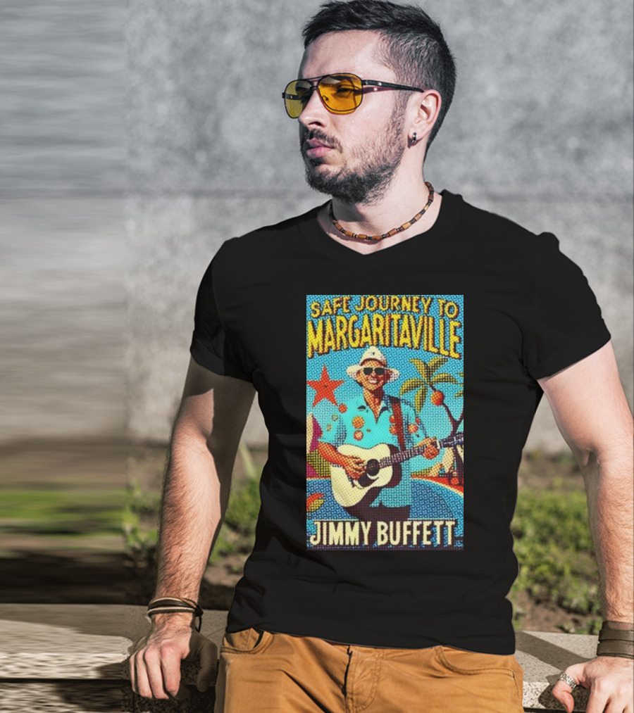 Safe Journey To Margaritaville Jimmy Buffett Tropical Guitar Fun T-Shirt
