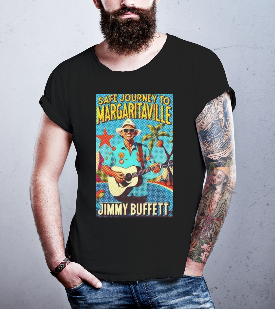 Safe Journey To Margaritaville Jimmy Buffett Tropical Guitar Fun T-Shirt