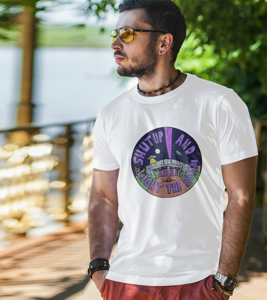 Deuce Mo Sacramento Shut Up And Light The Beam Stadium Night Scene T-Shirt