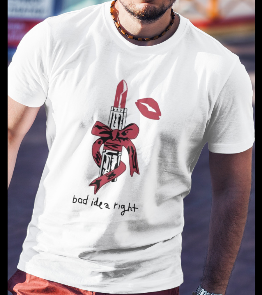 Bad Idea Right Lipstick Bow And Kiss T-Shirt