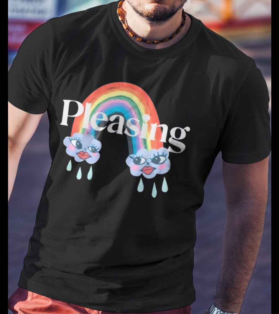 Pleasing Rainbow Clouds With Teardrops And Smiling Faces T-Shirt