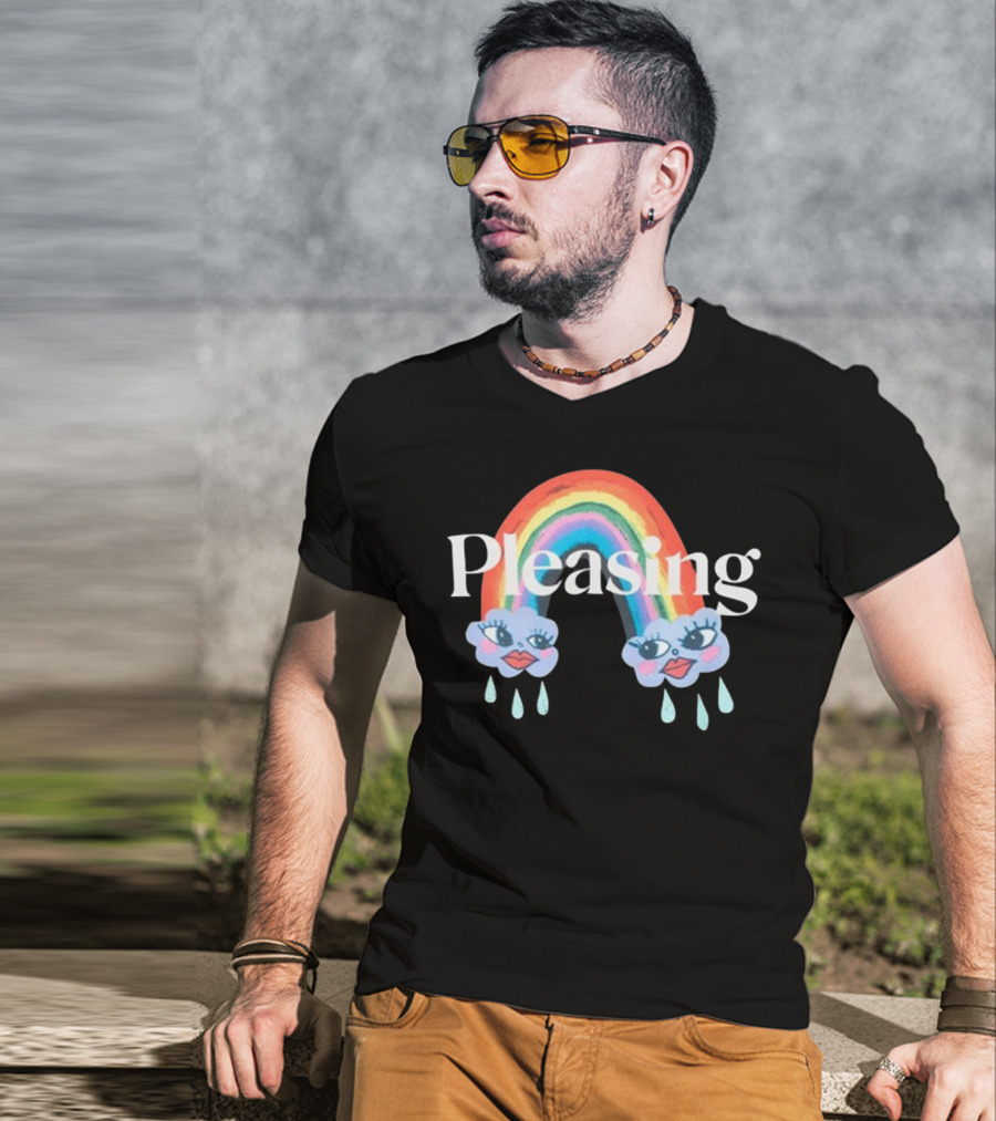 Pleasing Rainbow Clouds With Teardrops And Smiling Faces T-Shirt