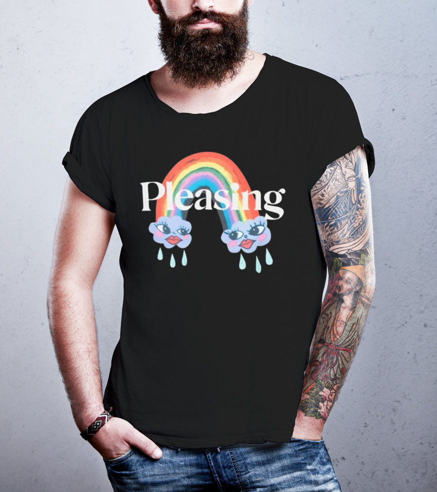 Pleasing Rainbow Clouds With Teardrops And Smiling Faces T-Shirt