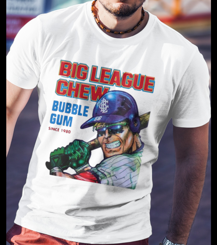 Big League Chew Bubble Gum Since 1980 Baseball Player T-Shirt