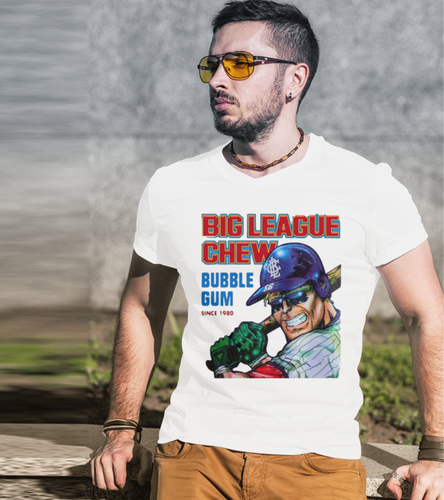 Big League Chew Bubble Gum Since 1980 Baseball Player T-Shirt