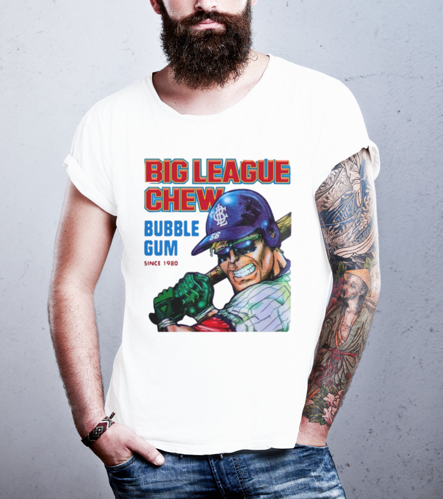 Big League Chew Bubble Gum Since 1980 Baseball Player T-Shirt