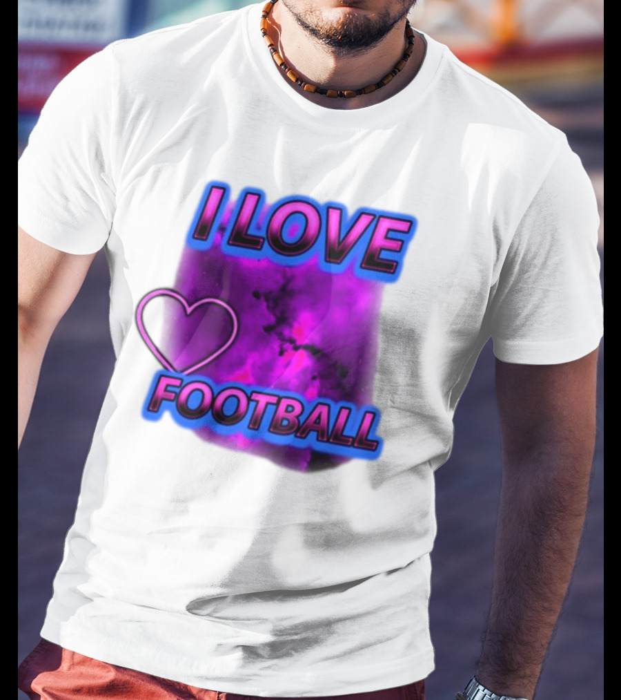 I Love Football Heart Purple Galaxy T-Shirt