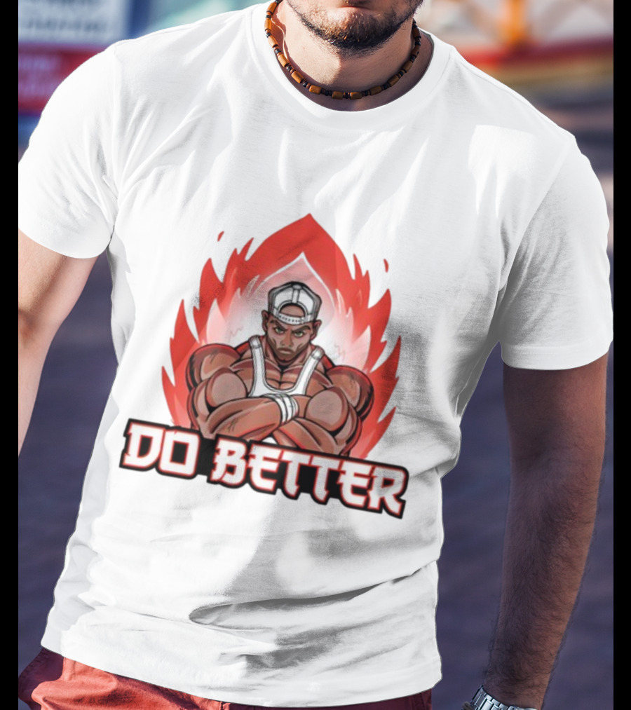 Joey Swoll Do Better Anime Character With Flames T-Shirt