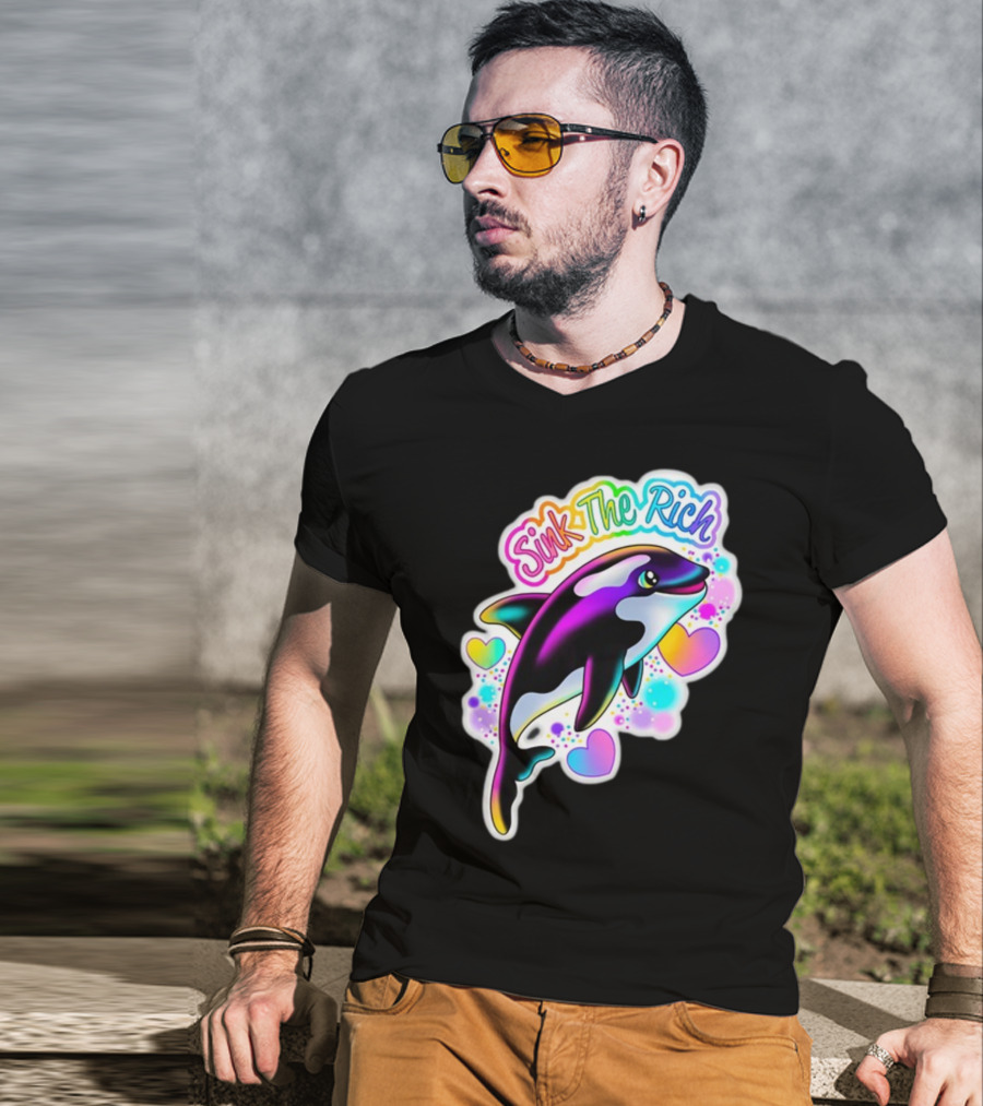 Sink The Rich Theartsyalien Bigcartel Colorful Orca Hearts T-Shirt