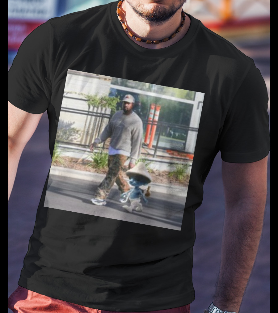 Kanye West Walking With Smurfcat Collaboration Content T-Shirt