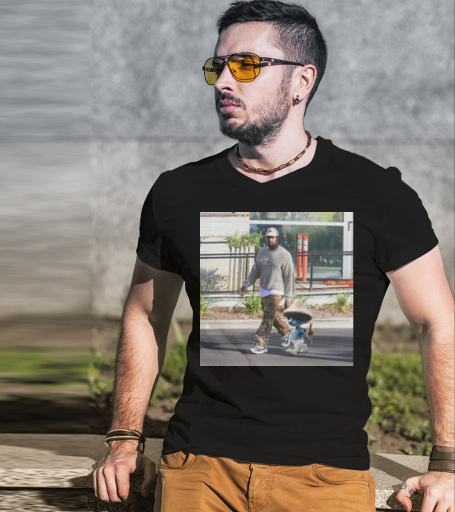 Kanye West Walking With Smurfcat Collaboration Content T-Shirt