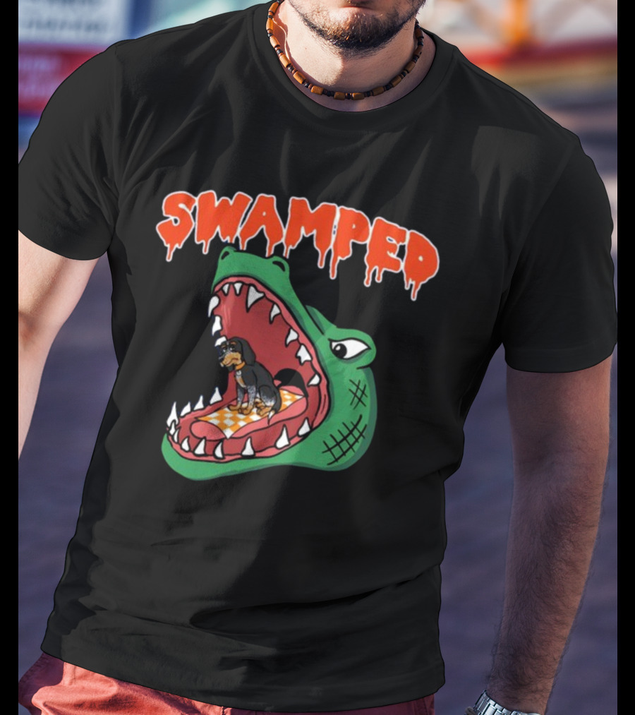 Swamped Hoodie Dog In Gator Mouth T-Shirt
