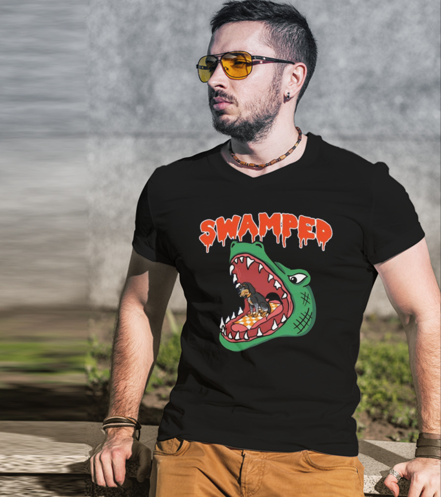Swamped Hoodie Dog In Gator Mouth T-Shirt