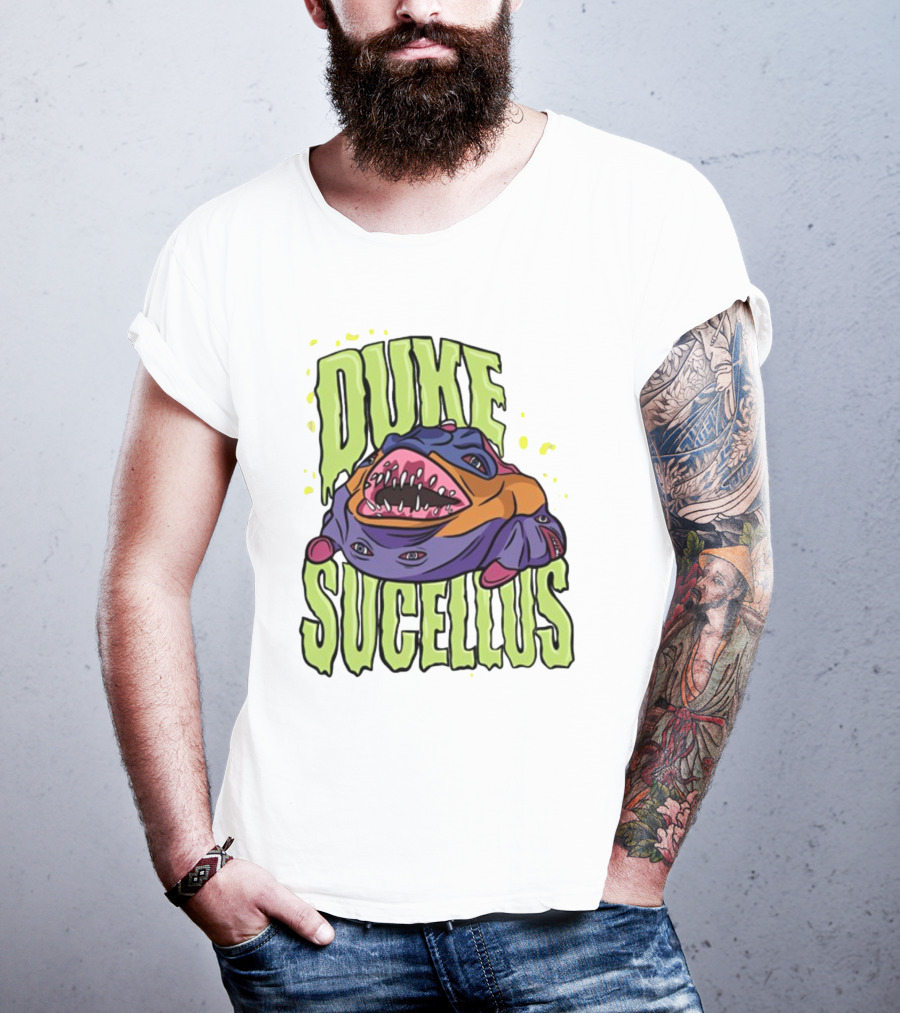 Duke Sucellus Multicolored Creature With Sharp Teeth T-Shirt
