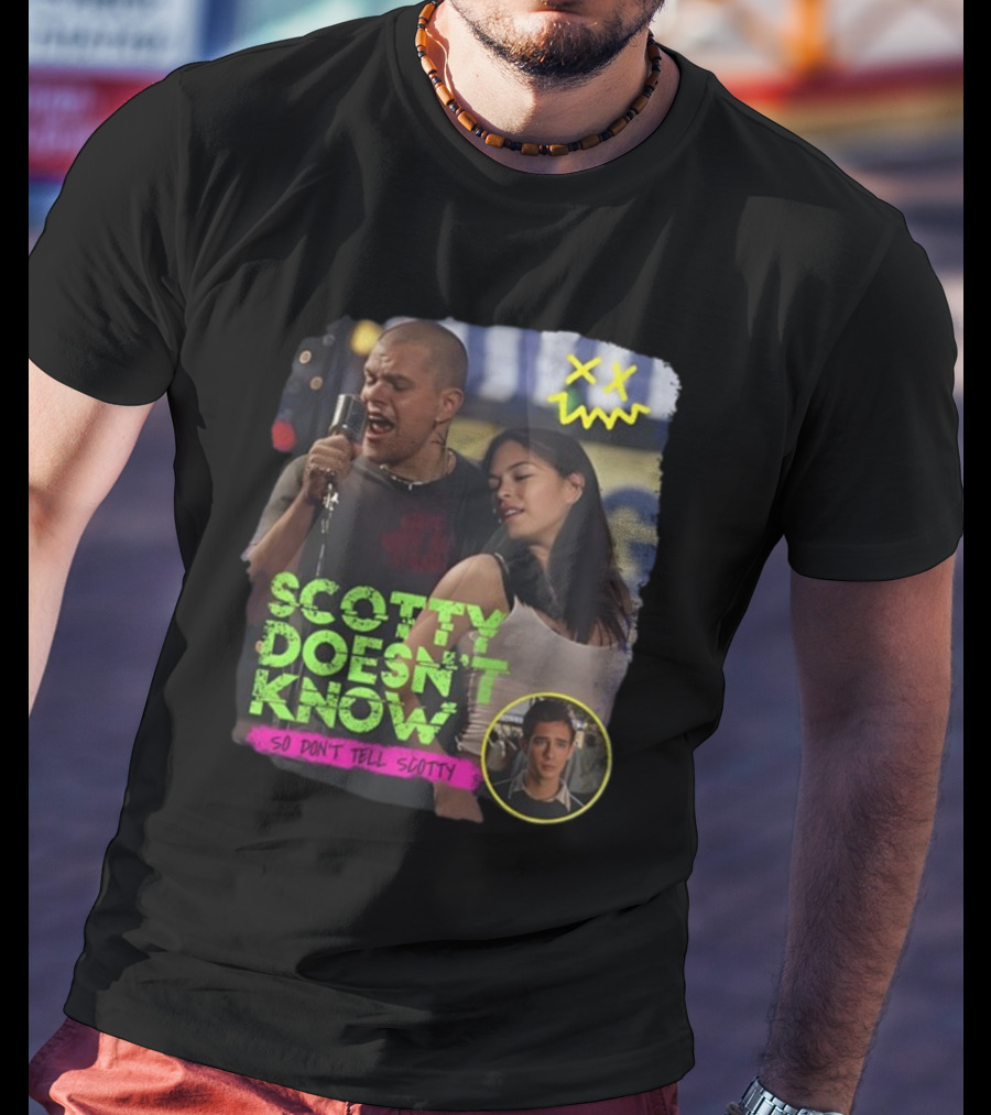 Jonas Never Scotty Doesn't Know So Don't Tell Scotty Karaoke Scene T-Shirt
