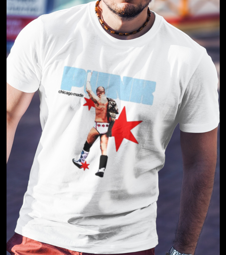 Punk Chicago Made Wrestler With Stars And Backpack T-Shirt