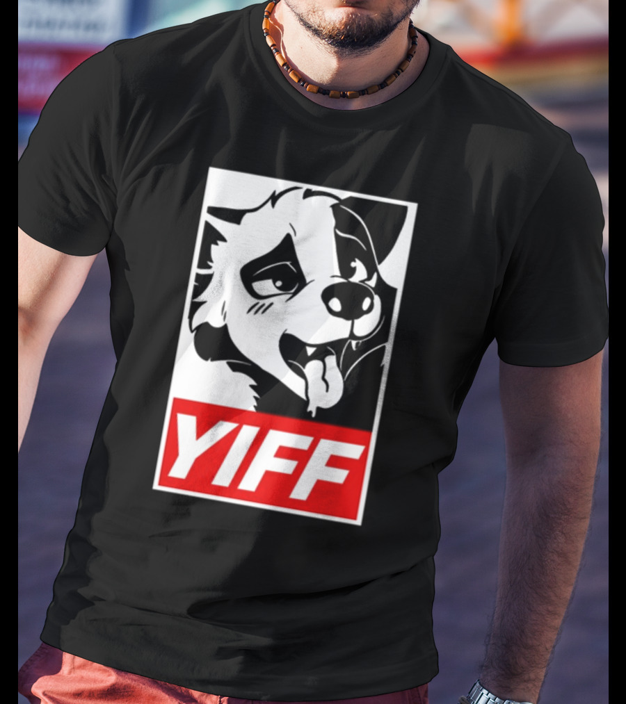 Yiff Dog Logo Red And White T-Shirt
