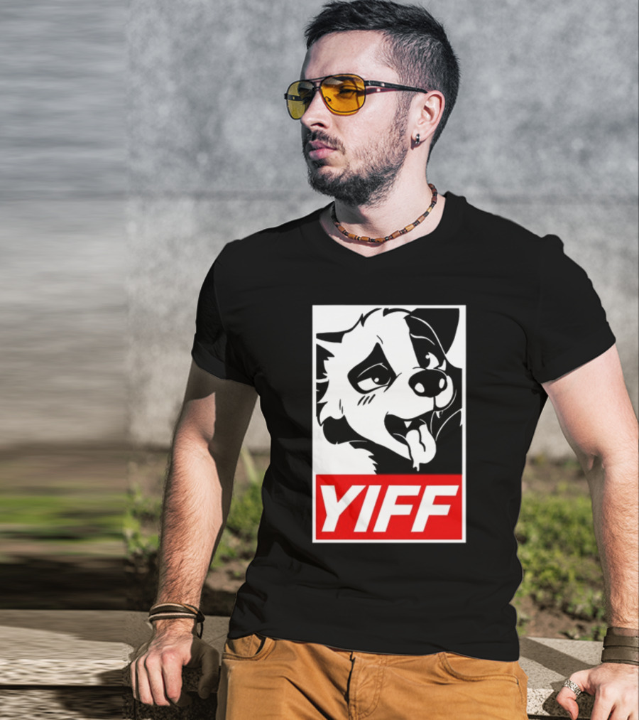 Yiff Dog Logo Red And White T-Shirt
