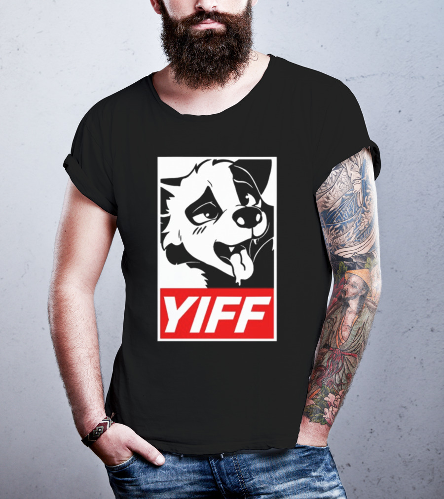 Yiff Dog Logo Red And White T-Shirt