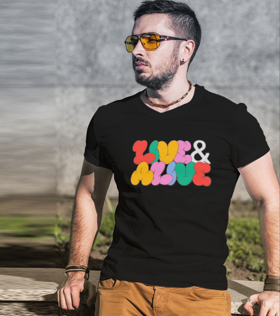 Live And Alive Colorful Bubble Letters T-Shirt