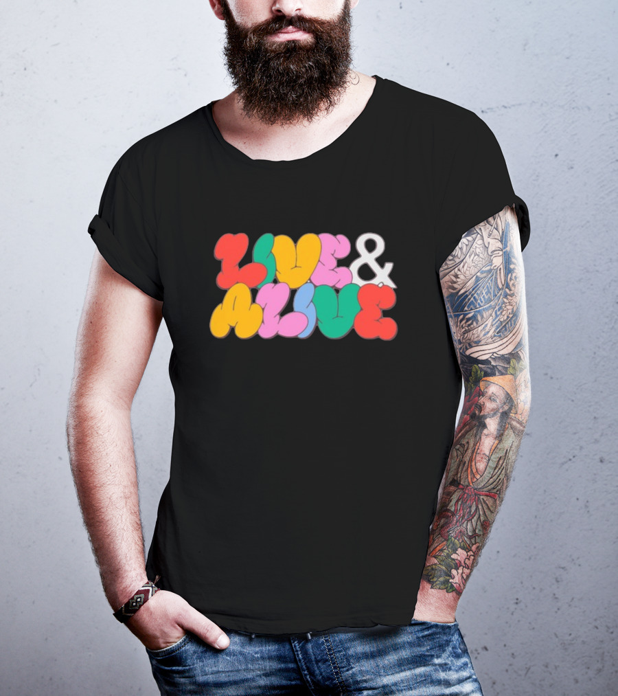 Live And Alive Colorful Bubble Letters T-Shirt