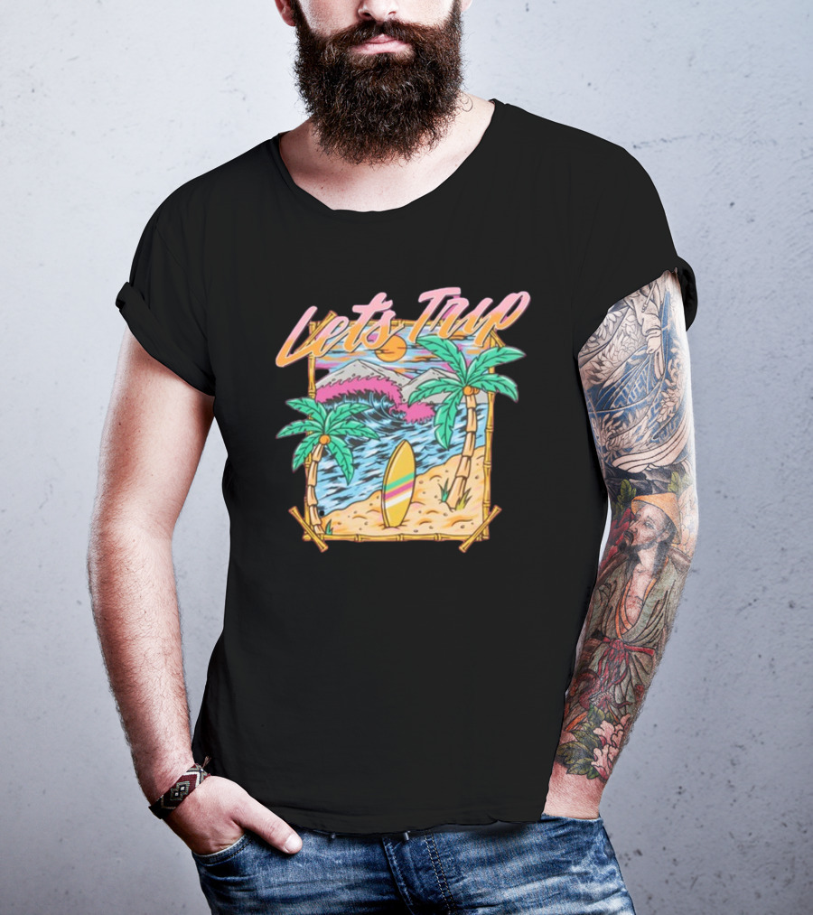 Let's Trip Paradise Surfing Tropical Beach Adventure T-Shirt