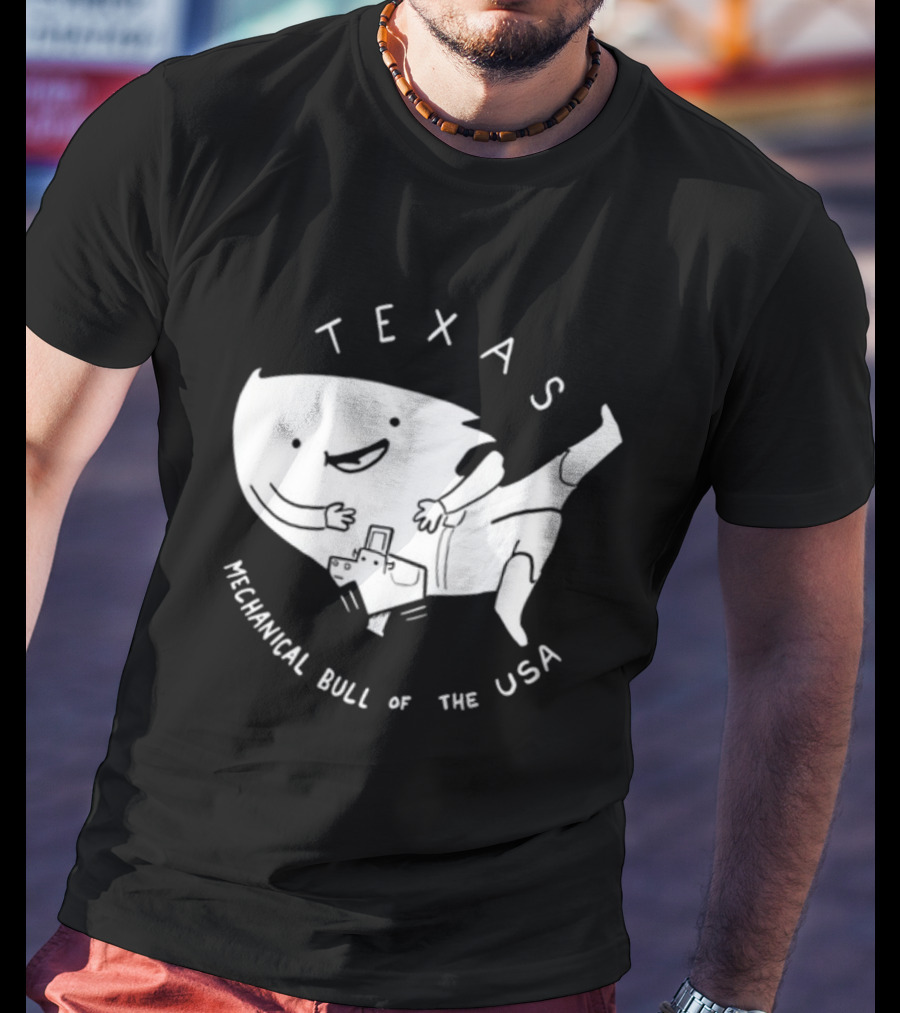 Texas Mechanical Bull Of The USA Fun Cartoon T-Shirt