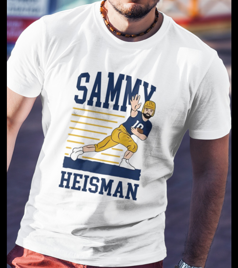 SAMMY HEISMAN 10 Football Pose With Stripes T-Shirt