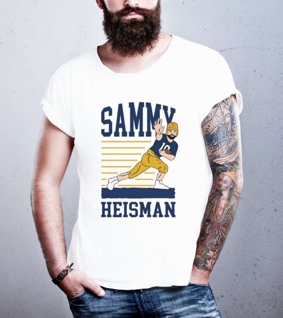 SAMMY HEISMAN 10 Football Pose With Stripes T-Shirt