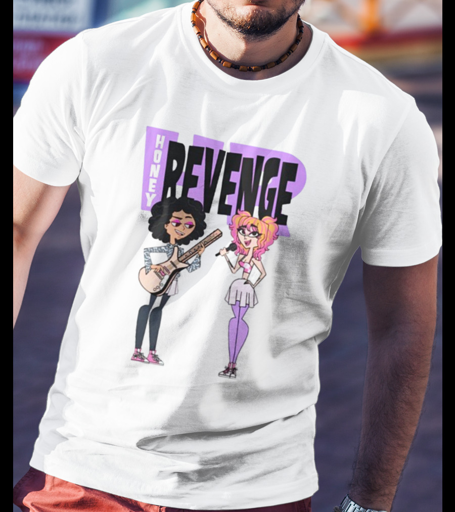 Honey Revenge Characters With Guitar And Microphone Lavender Dust T-Shirt