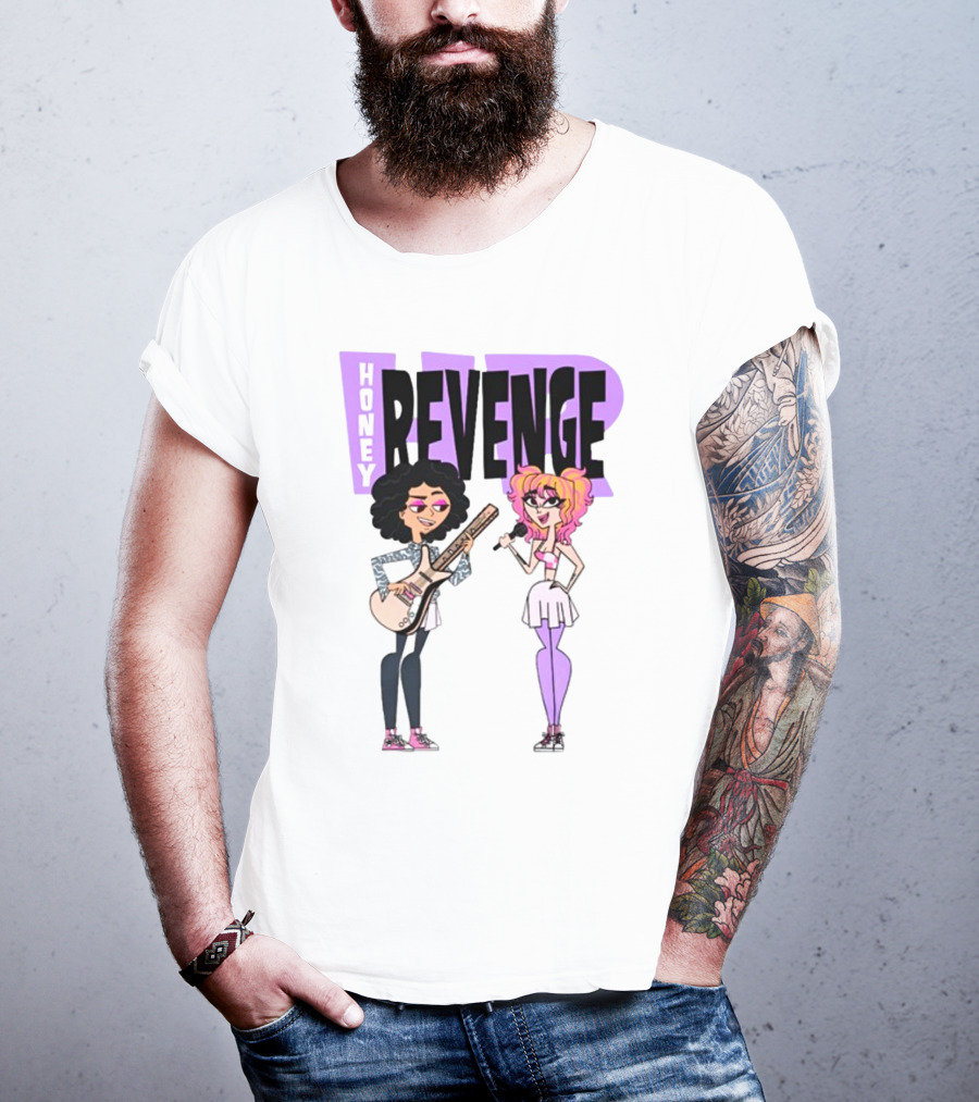Honey Revenge Characters With Guitar And Microphone Lavender Dust T-Shirt