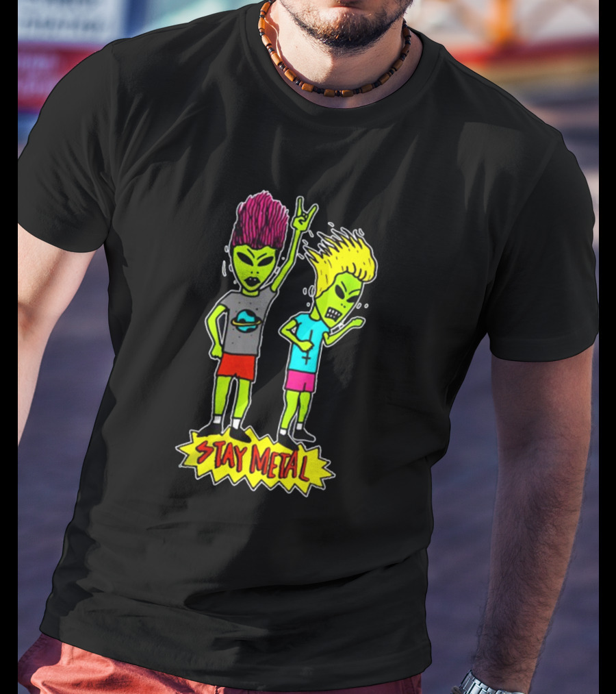 Teen Hearts Green Aliens Stay Metal Mohawk T-Shirt